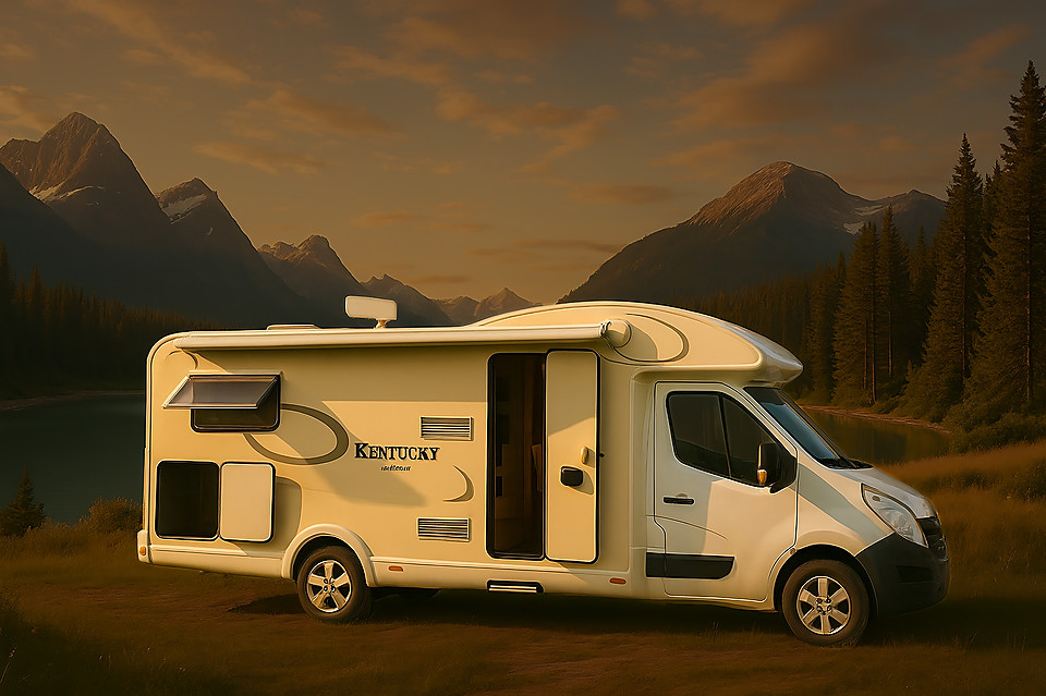 Wohnmobil vor Bergkulisse